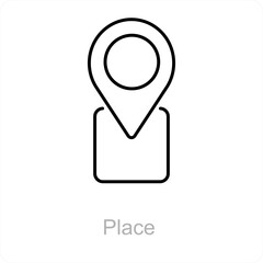 Place and pin icon concept