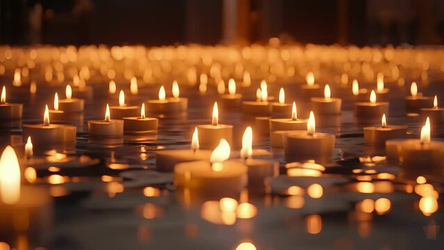 Closeup of the flickering flames of the floating candles as they are blown out, signaling the end of the ritual and leaving a sense of calm and contentment in its wake.