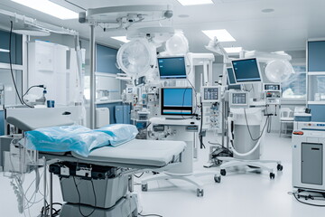 Advanced medical equipment in a modern hospital operating room