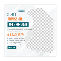 Back to school admission social media post background or education social media pack template. web banner and poster