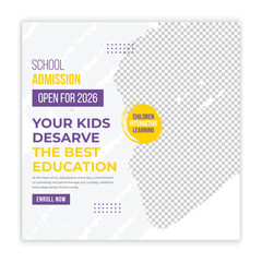 Back to school admission social media post background or education social media pack template. web banner and poster