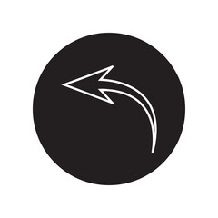 Curved arrow icon vector. Arrow pointer logo design. Arrow left vector icon illustration in circle isolated on white background