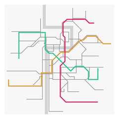 Layered editable vector illustration of Urban Traffic Map of Prague,Czech Republic