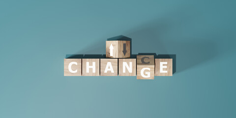 CHANGE and CHANCE text on wooden block with flipped one from G to C. For business strategy, revise planning, success business. - obrazy, fototapety, plakaty