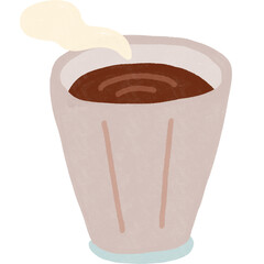 Hand drawn cup with hot drink