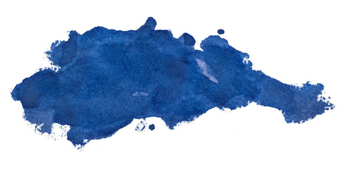 Blue watercolor background. Artistic hand paint. Isolated on transparent background.