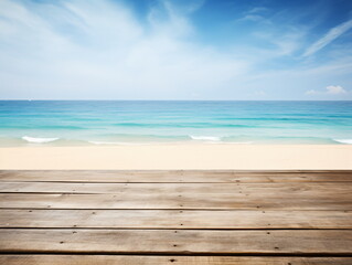 Fototapeta premium Beautiful beach landscape with wooden terrace,