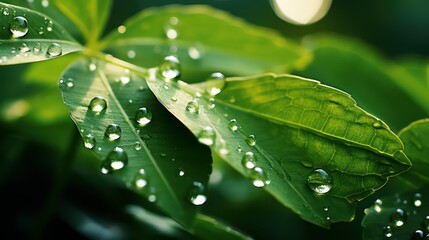 water drops on a leaf