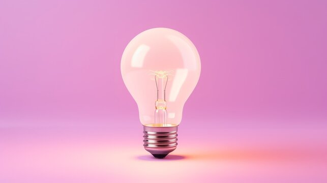 Illuminated Light Bulb Against Vibrant Pink Background