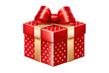 Gift box with red ribbon isolated on transparent and white background