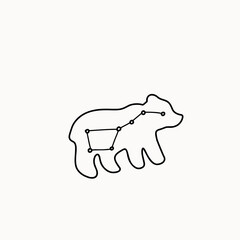 Vector illustration of the Constellation Ursa Major icon with bear on white background