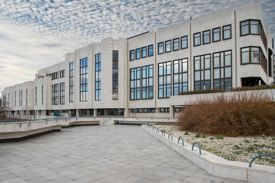 Bratislava, Slovakia - January, 04, 2024 : The National Council of the Slovak Republic ( Narodna rada Slovenskej republiky ) building in Bratislava. Slovakia.