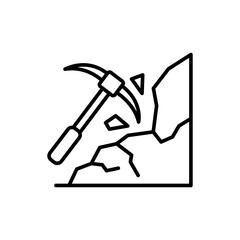 Pickaxe outline icons, minimalist vector illustration ,simple transparent graphic element .Isolated on white background