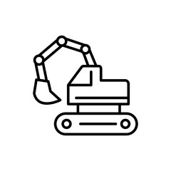 Excavator outline icons, minimalist vector illustration ,simple transparent graphic element .Isolated on white background