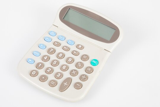 basic calculator with number key for calculation isolated over white background