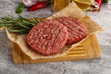 Raw burger cutlet for grill