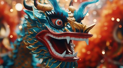 Obraz premium Traditional dragon dance festival. Chinese New Year celebration