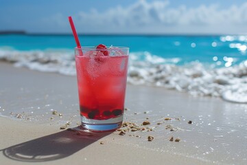 Summer drink with view beach professional advertising food photography
