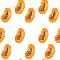 seamless background with orange slices watercolor drawing seamless pattern tropical fruit papaya