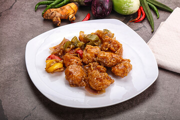 Chinese cuisine - prawn with chili sauce