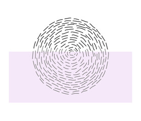 Abstract composition with a hand-drawn circle on a pink rectangle. Vector illustration.