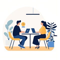 Business meeting of two people in a modern office space