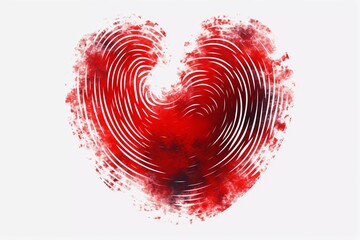 A red heart with a fingerprint isolated on white background.