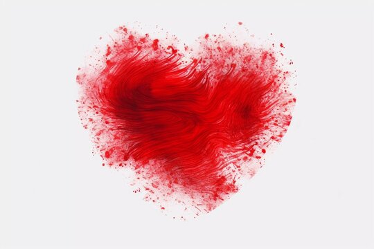A red heart with a fingerprint isolated on white background.