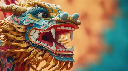 Fototapeta premium Traditional dragon dance festival. Chinese New Year celebration