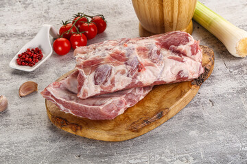 Raw pork ribs for barbecue