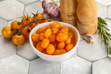 Marinated natural yellow cherry tomato