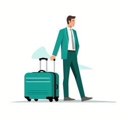 Businessman in Green Suitcase Illustration