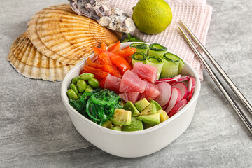 Hawaiian cuisine - poke with tuna and rice