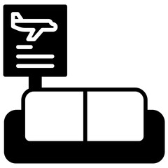 waiting sofa solid glyph icon
