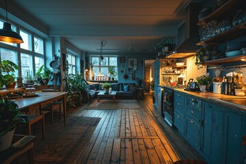 Fototapeta premium kitchen minimalist with soft lighting interior professional advertising photography
