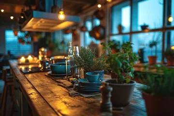 Fotobehang kitchen minimalist with soft lighting interior professional advertising photography © MeyKitchen