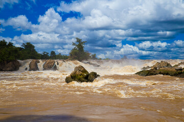 Khone Phapheng Falls on the Mekong River in southern Laos.