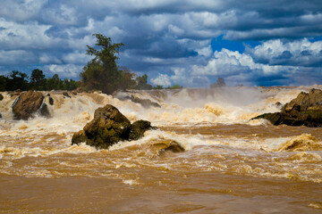 Khone Phapheng Falls on the Mekong River in southern Laos.