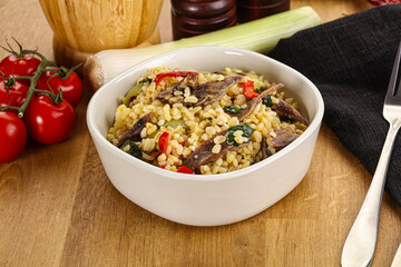 Bulgur with lamb and vegetables