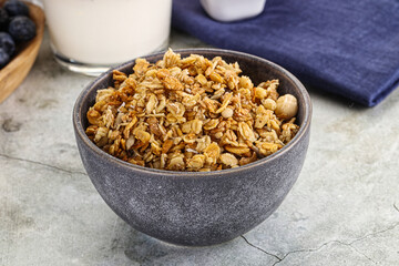 Granola museli cereal for breakfast