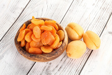 Dried apricot heap in the bowl