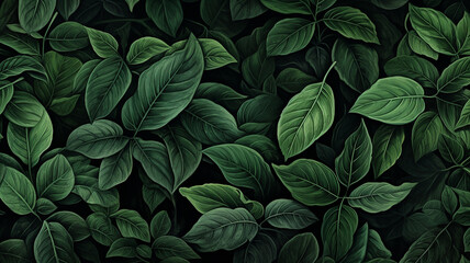 green leaves in the style of nature