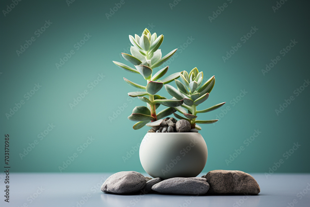 Aufkleber soothing sage succulence captured in a minimalistic pot, radiating tranquility and simplicity.