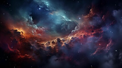 Nebula Clouds and Stars in Space. Generative AI