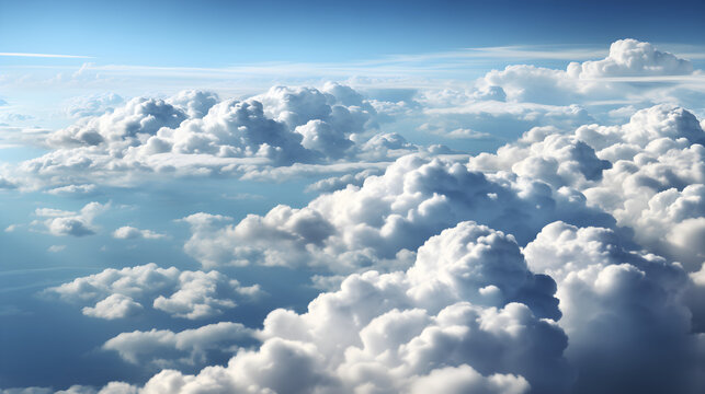 High View of a Large White Clouds on a Soft Sky Background 8K Resolution. Generative AI