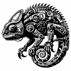 chameleon cyborg style vector illustration © Nurul