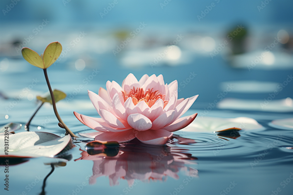 Aufkleber serenity portrayed through a lotus flower in a minimalistic setting, evoking calm tropical waters.