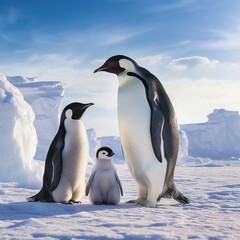 Fototapeta premium Penguin family. Penguin Day