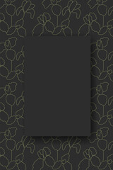 Vector. Hand drawn floral pattern. Vertical background, copy space for text. Template for postcard, wedding and party invitation, flyer, cover, brochure, social media post, magazine, poster, banner.