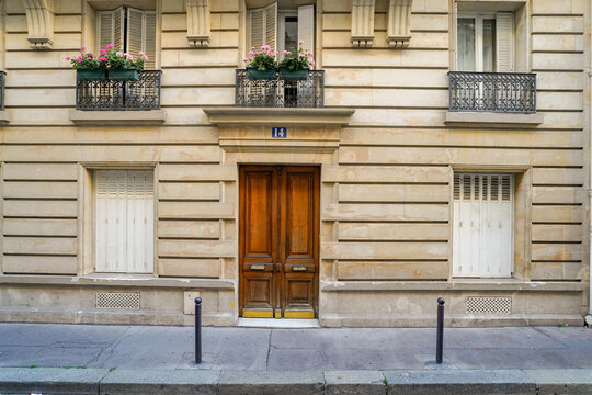 vintage parisian freestone facade  building template